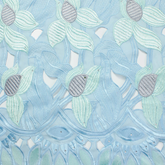 Beverly— Light Blue Fabric— Floral Embroidered —100% Polyester—Multi-Purpose—Sold by The Yard—54"Wide